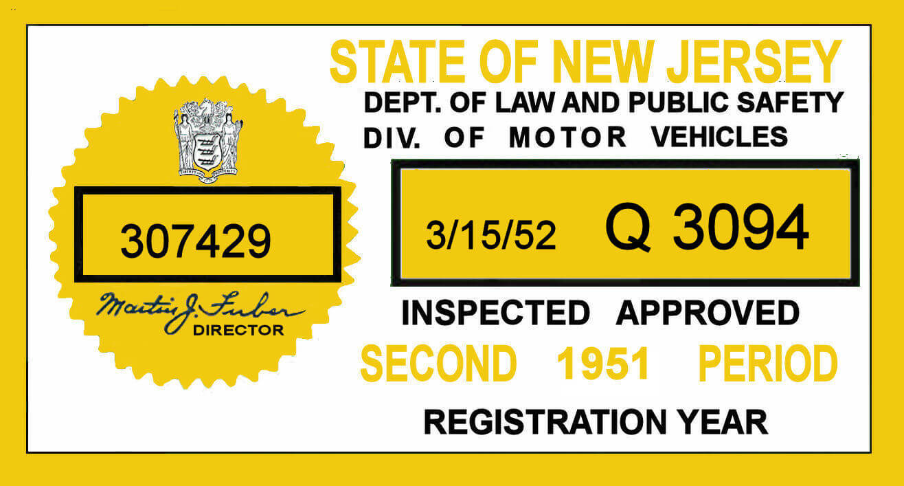 (image for) 1951 New Jersey 2nd period Inspection Sticker